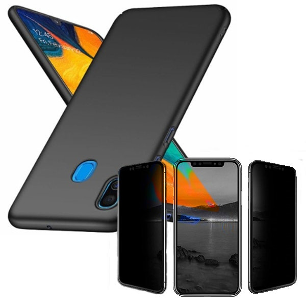 Kit Película 5D Anti-Spy + Capa SlimShield para Samsung Galaxy A30 - Preto