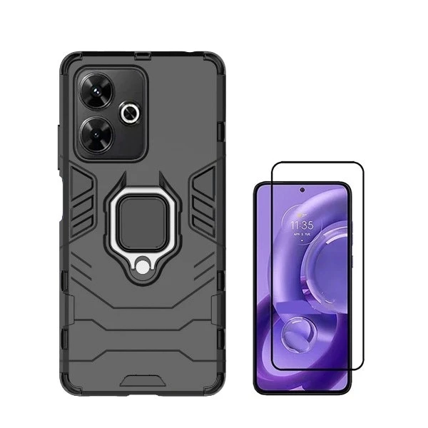 Cristal Templado Full Cover 5D y Funda Military Defender para Xiaomi Redmi 13