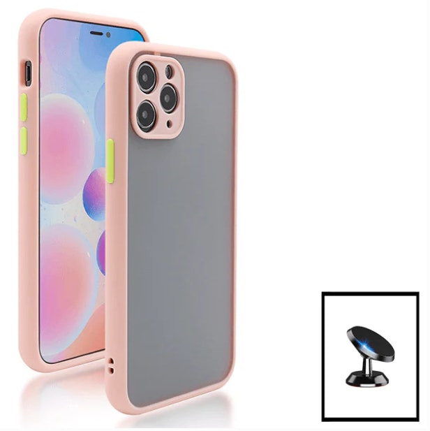 Funda antichoque translúcida para iPhone 11 Pro Max con protector 5D y soporte magnético