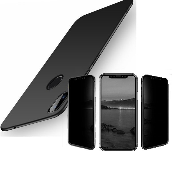Kit Película 5D Anti-Spy + Capa SlimShield para Xiaomi Redmi 7 - Preto