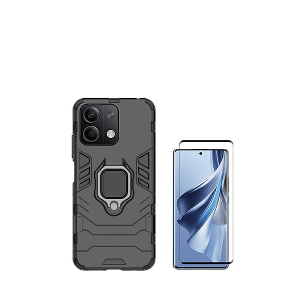 Kit protector de vidrio y funda Military Defender para Redmi Note 13 Pro - Negro