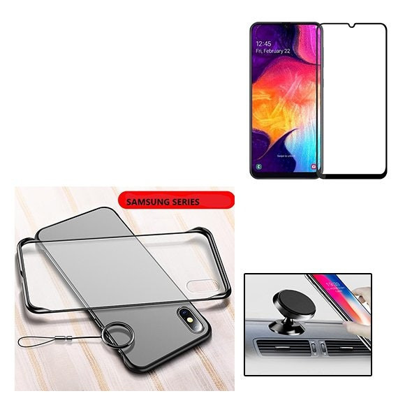 Funda Invisible Bumper + Cristal Templado Full Cover 5D para Samsung Galaxy A40
