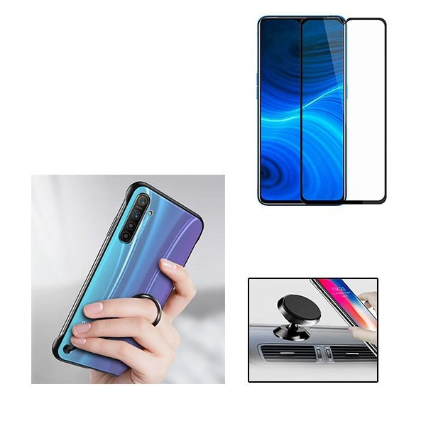 Kit Vidrio Full Cover y Funda Invisible Bumper con Soporte Magnético para Realme X2