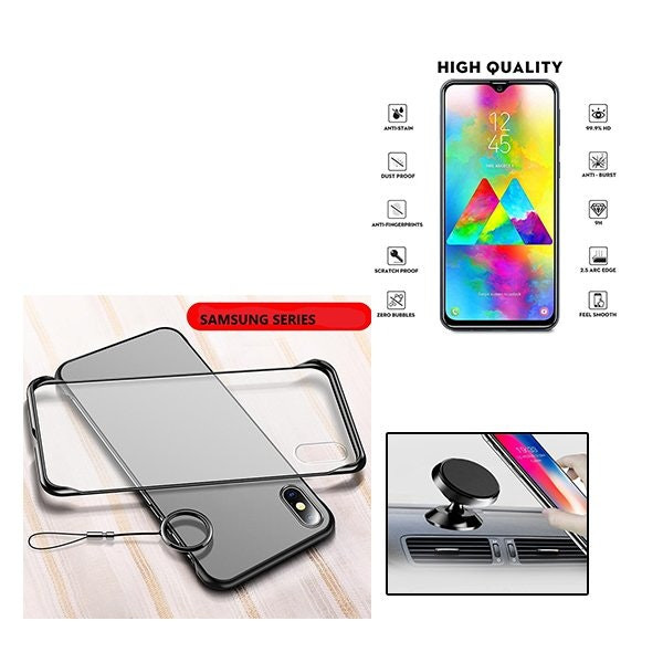 Funda Invisible Bumper y Cristal Templado Full Cover para Samsung Galaxy A50s