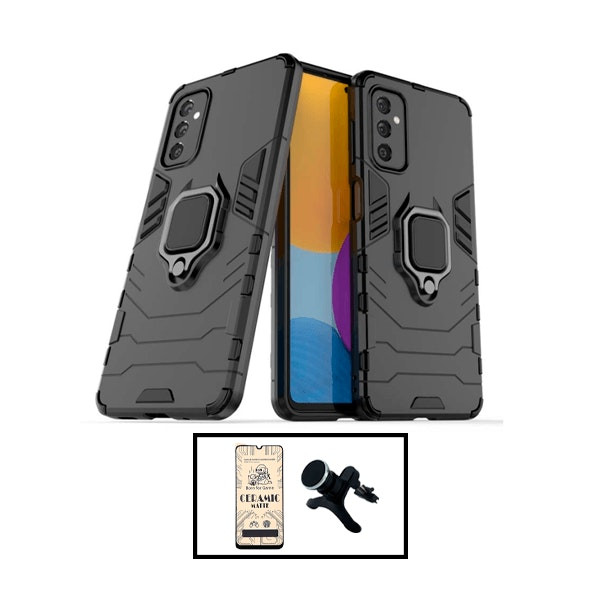 CeramicGlass Screen Protector and Military Defender Case with Magnetic Car Mount for Samsung Galaxy A13 5G