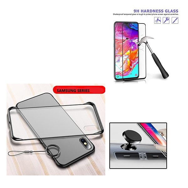 Funda Invisible Bumper y Cristal Templado Full Cover para Samsung Galaxy A70s