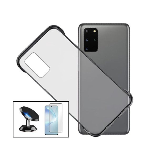 Funda Invisible Bumper + Vidrio Templado Full Cover + Soporte Magnético para Galaxy S20+