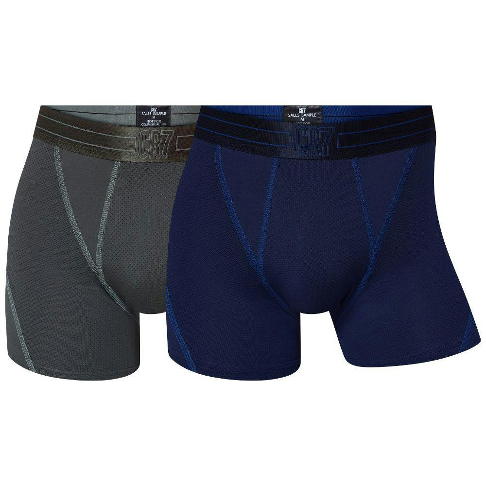 Pack 2 boxers en microfibra perforada - azul marino y verde tropa