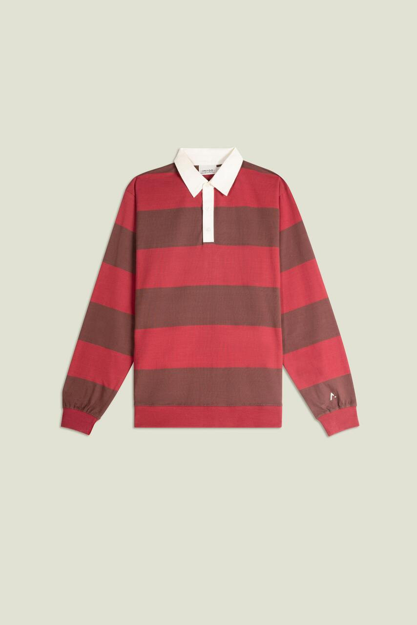 Long-sleeve striped polo in organic cotton