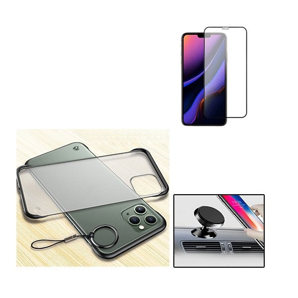 Protector de vidrio templado Full Cover y funda Invisible Bumper para iPhone 11