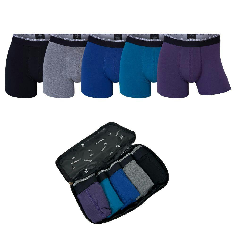 Pack de 5 boxers de algodón orgánico con bolsa de viaje