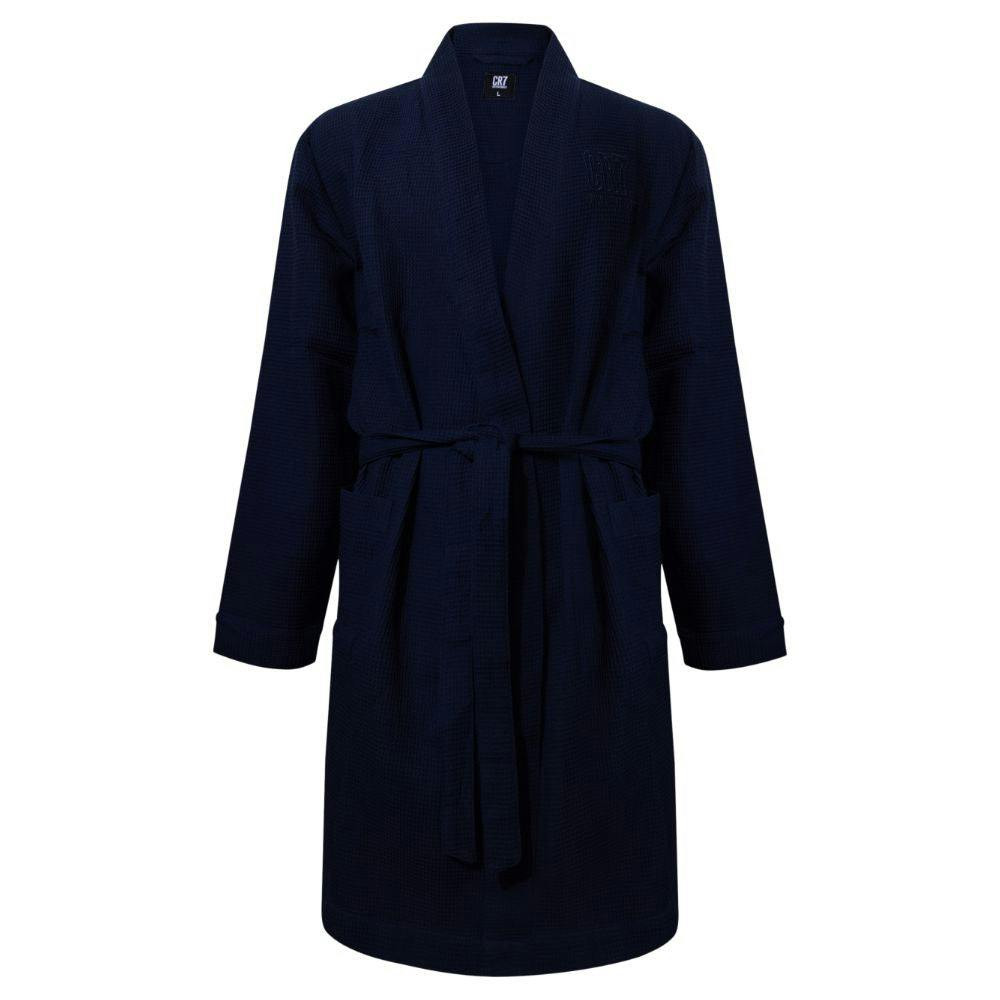 Waffle cotton bathrobe navy