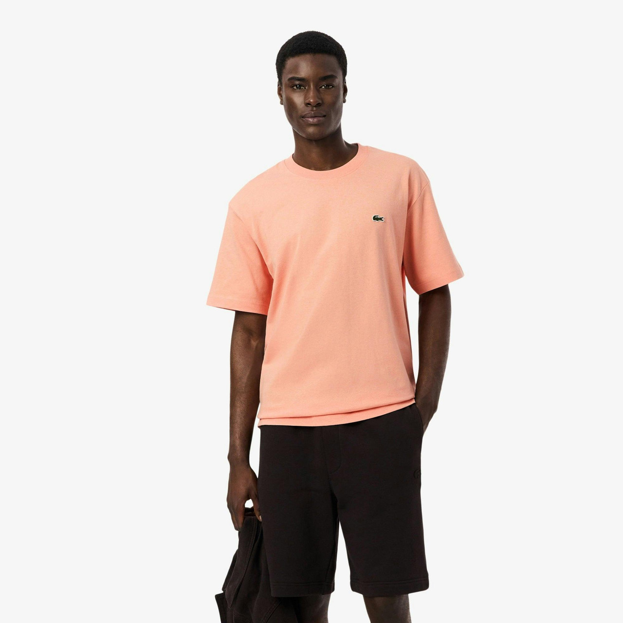 Camiseta en jersey de algodón grueso con cocodrilo bordado