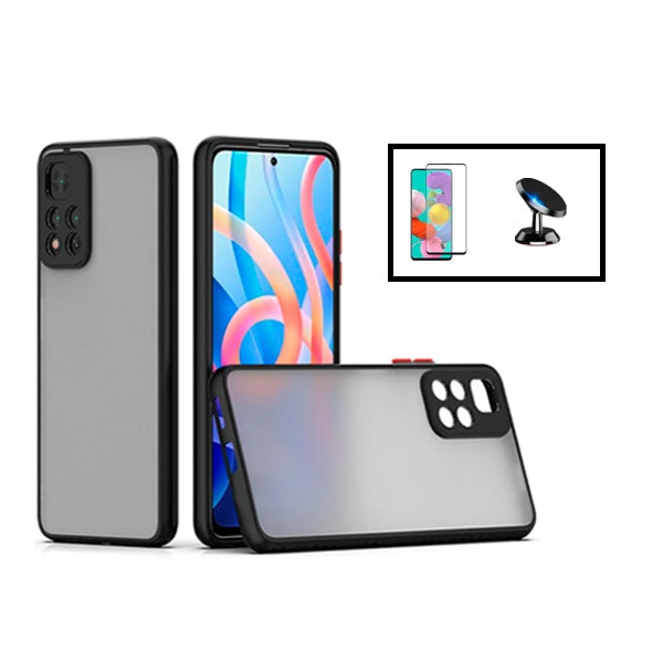 Capa Antichoque Translúcida para Xiaomi 11i HyperCharge com Película Vidro 5D e Suporte Magnético de Carro - Preto