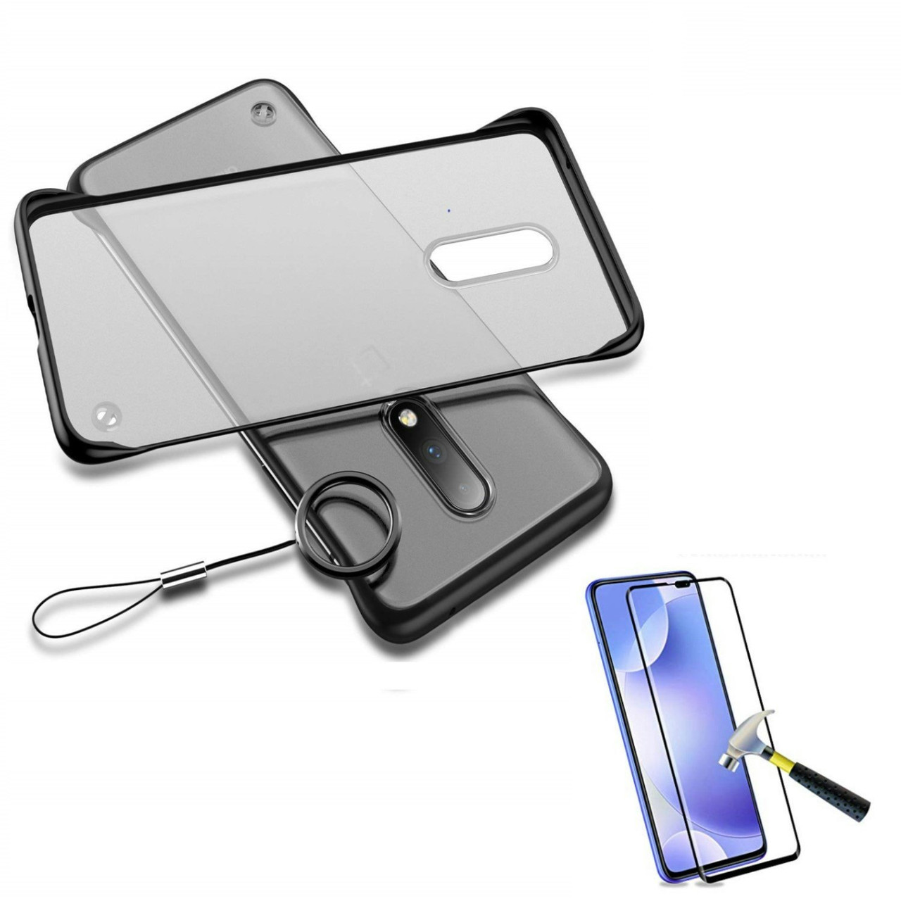 Protector de cristal templado full cover y funda Invisible Bumper para iPhone 6 Plus 6S Plus