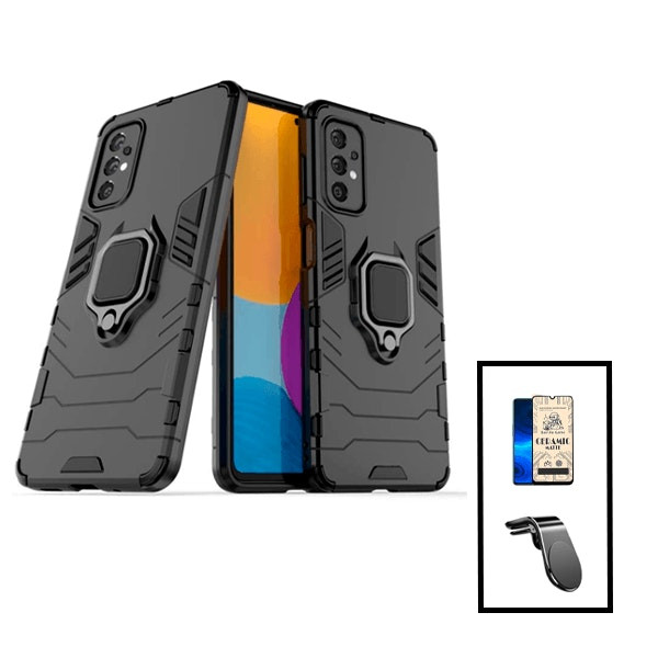 Protector CeramicGlass, funda Military Defender 3x1 y soporte magnético para Samsung Galaxy A23 5G - Negro