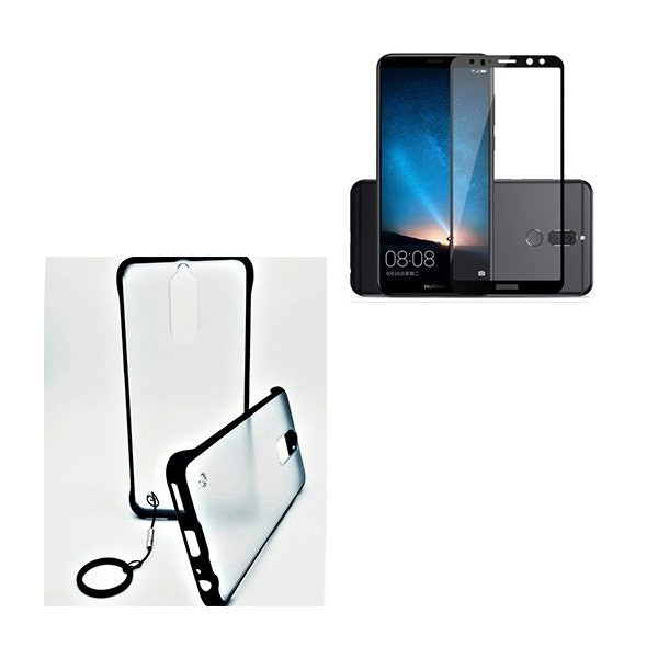 Protector de vidrio templado Full Cover 5D y funda Invisible Bumper para Huawei Mate 10 Lite