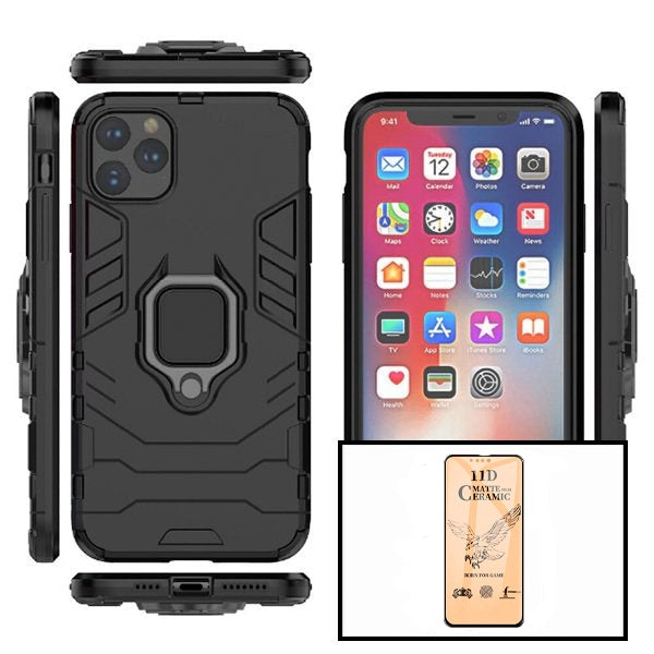 Kit Película CeramicGlass + Capa 3X1 Military Defender para Apple iPhone 13 Pro