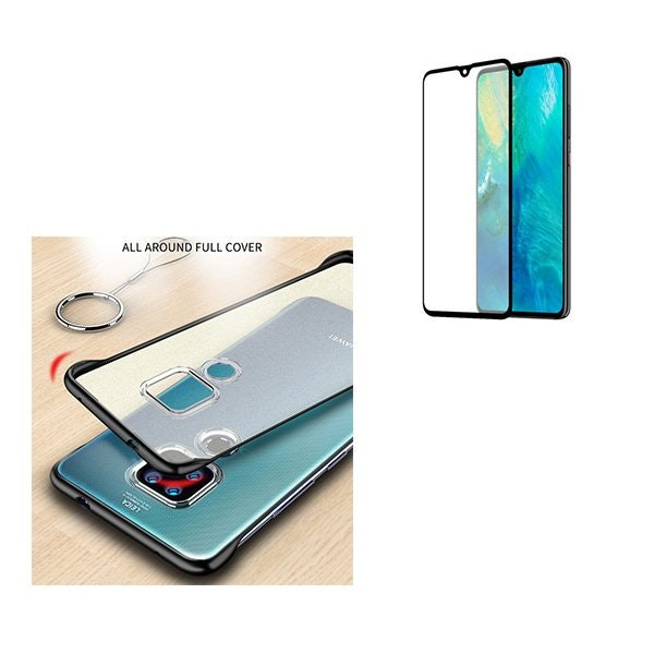Vidrio templado 5D y funda bumper transparente para Mate 20