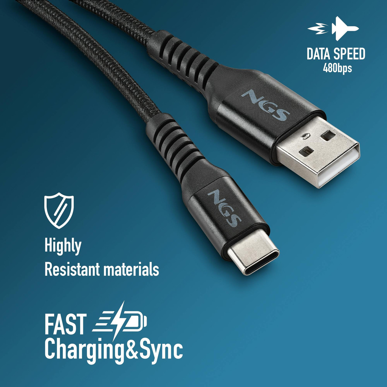USB-A to USB-C Knot-AC 1 m braided nylon cable