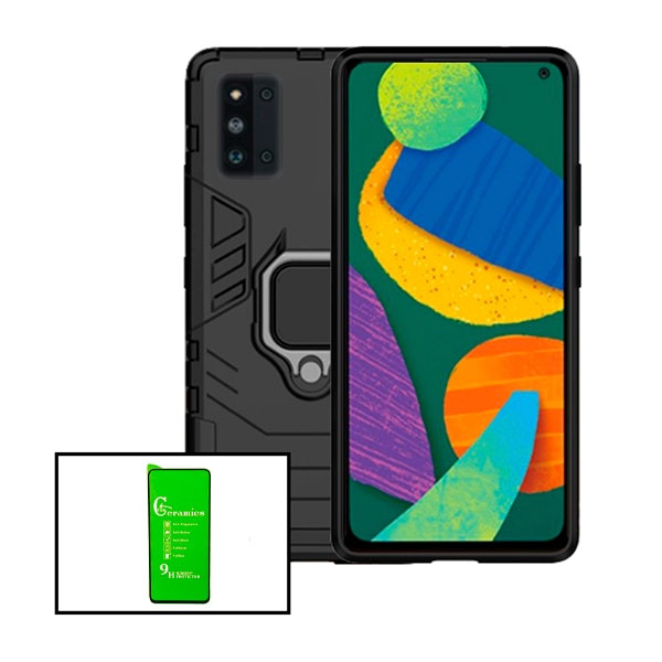 CeramicGlass screen protector and Military Defender case for Samsung Galaxy F52 5G