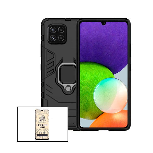 CeramicGlass Screen Protector and Military Defender Case for Samsung Galaxy M32