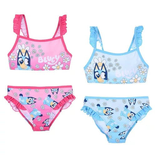 Bikini infantil Bluey azul y rosa