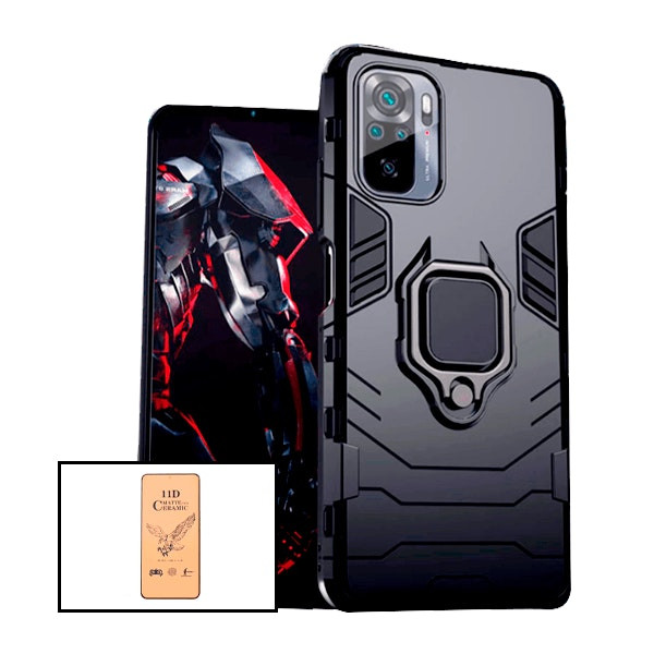 Protector CeramicGlass y Funda Military Defender para Xiaomi Redmi Note 10 Pro