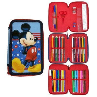 School set with triple pencil case Mickey Dots