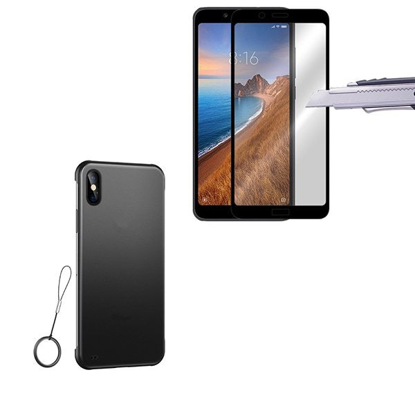 Full Cover 5D Tempered Glass Protector and Invisible Bumper Case for Redmi 7A