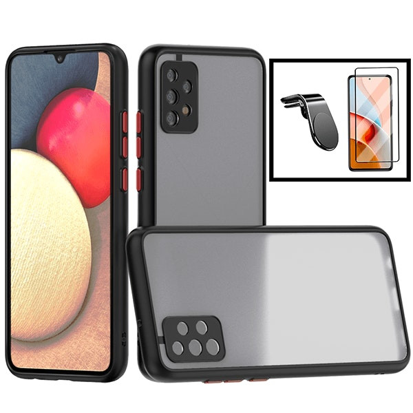 Translucent shockproof case for Samsung Galaxy A52 with 5D full cover protector and magnetic mount