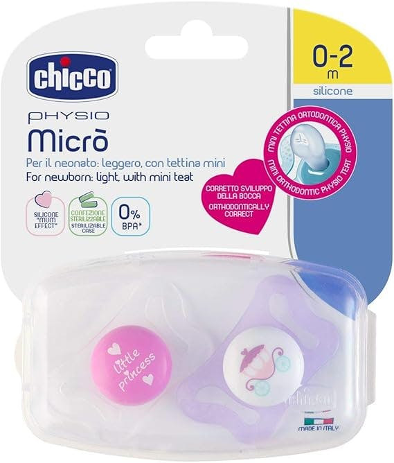 Chicco Physio Micro chupete silicona 0-2M (pack 2)