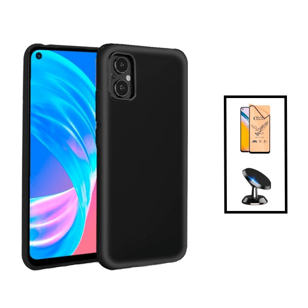Kit Protector CeramicGlass con Funda de Silicona y Soporte Magnético para Oppo Reno8 Lite