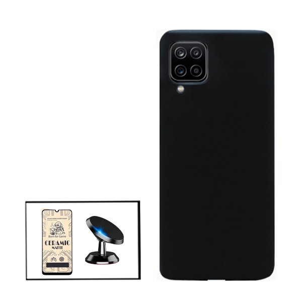 Protector CeramicGlass, Funda Silicona Líquida y Soporte Magnético para Galaxy A12