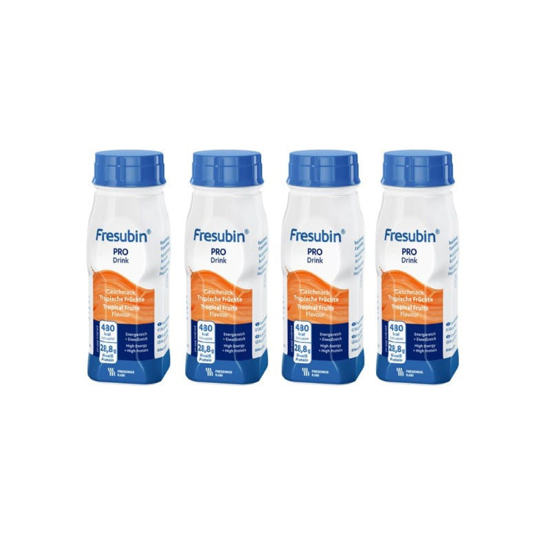 Complete high-calorie high-protein nutritional drink tropical fruit flavour pack 4 x 200 ml