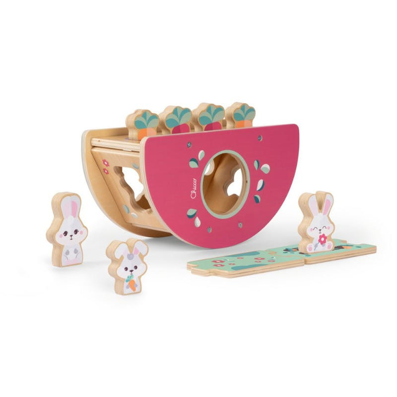 Juguete educativo de madera A Toca dos Coelhinhos para 2+ años