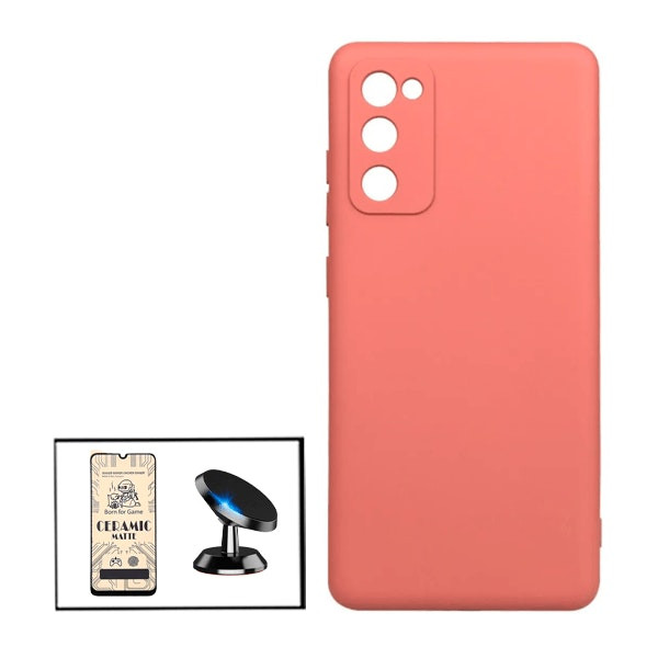 Protector CeramicGlass, funda de silicona líquida y soporte magnético para Samsung Galaxy F02s