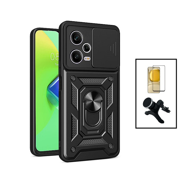 Funda Military Defender con Cristal Full Cover y Soporte Magnético para Xiaomi Poco X5 - Negro