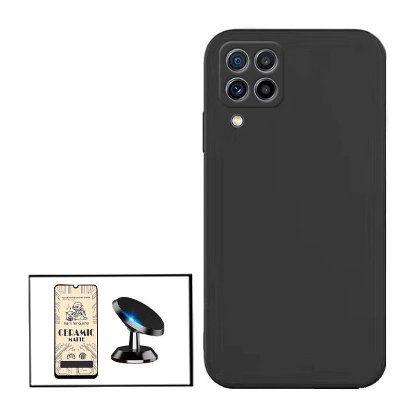 Kit Protector CeramicGlass con Funda de Silicona Líquida y Soporte Magnético para Samsung Galaxy M32