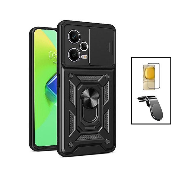 Protector de cristal full cover 5D y funda Military Defender con soporte magnético