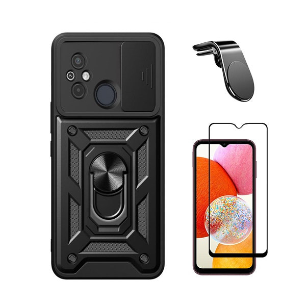 Kit funda Military Defender + cristal templado Full Cover 5D + soporte magnético