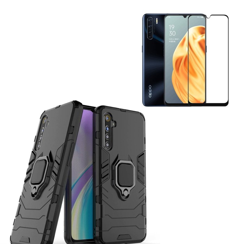 Kit protector vidrio templado y funda Military Defender para Oppo A91