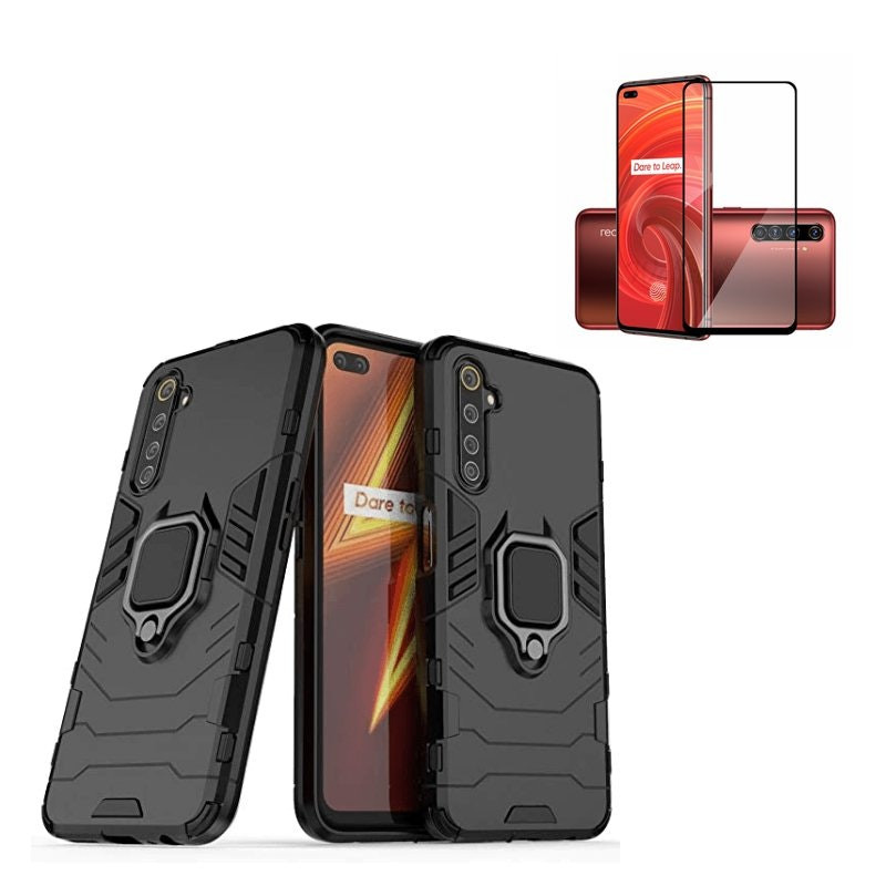 Protector de Vidrio Full Cover y Funda Military Defender para Realme 6 Pro