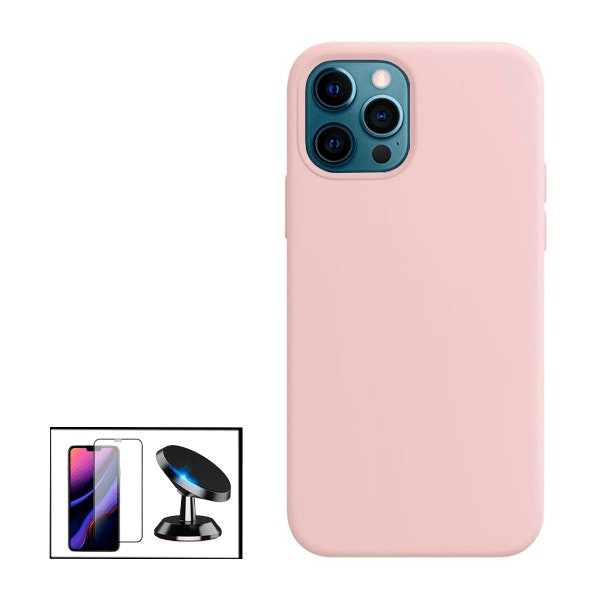 iPhone 14 Pro Max accessory kit: tempered glass, silicone case and magnetic car mount
