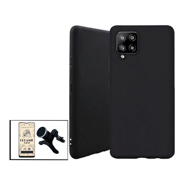 Kit protector CeramicGlass con funda de silicona líquida y soporte magnético para Galaxy A42 5G