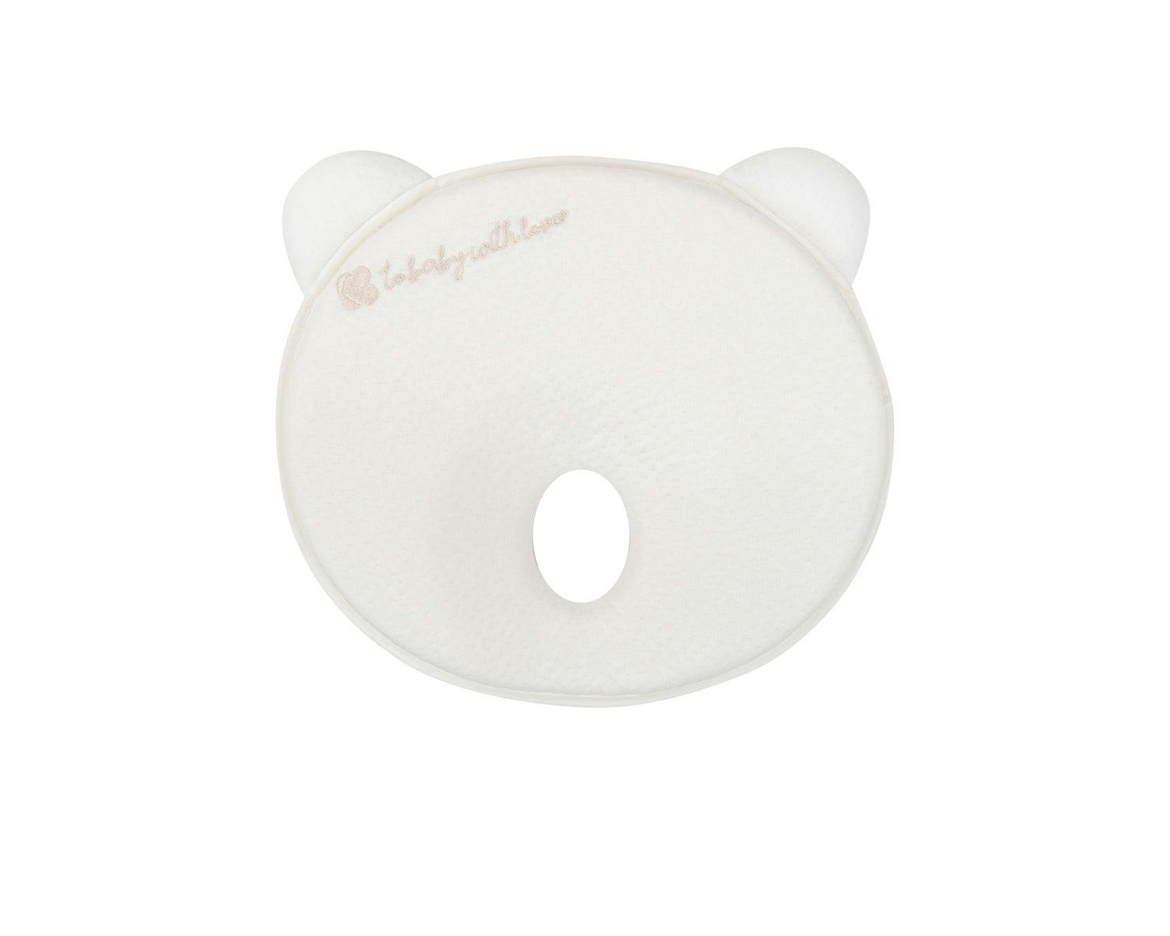 Almohada ergonómica viscoelástica para bebé con diseño de oso, blanca