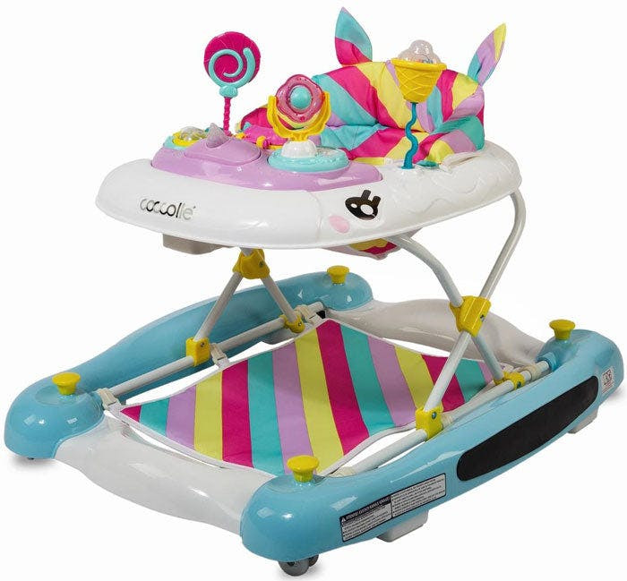 Andador Unicorn para bebé con centro de actividades y ruedas de silicona, 3 alturas ajustables, convierte en balancín