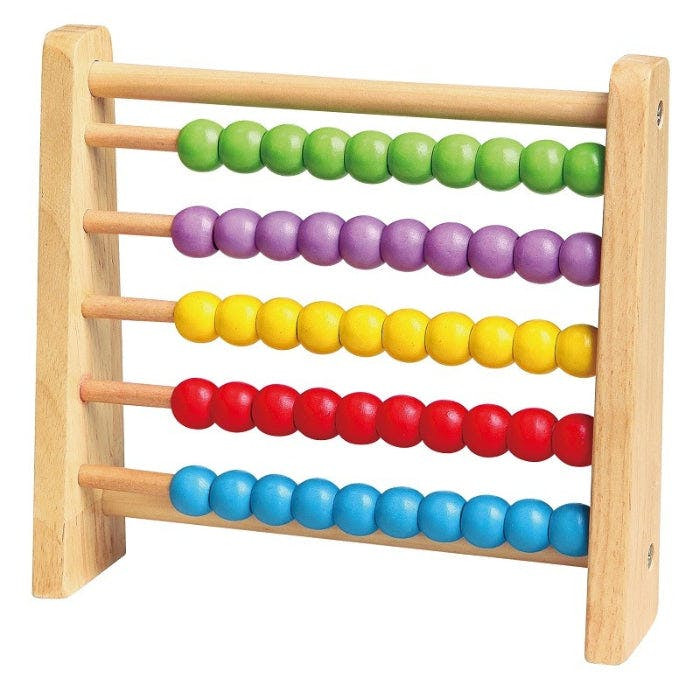 Ábaco de madera colorido, 5 filas de 10 cuentas