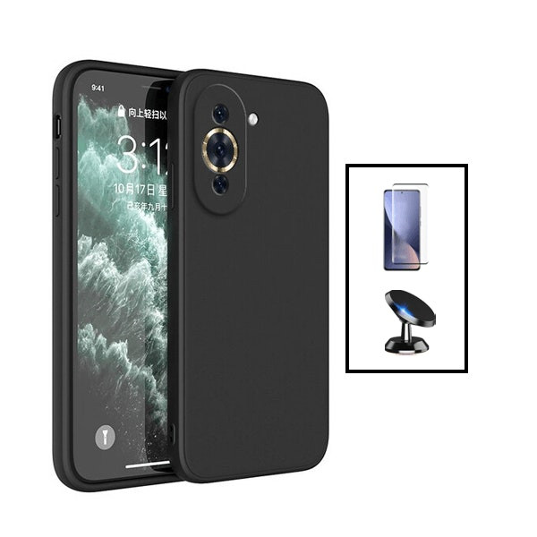 Kit vidrio templado full cover con funda de silicona y soporte magnético para Nova 10 Pro