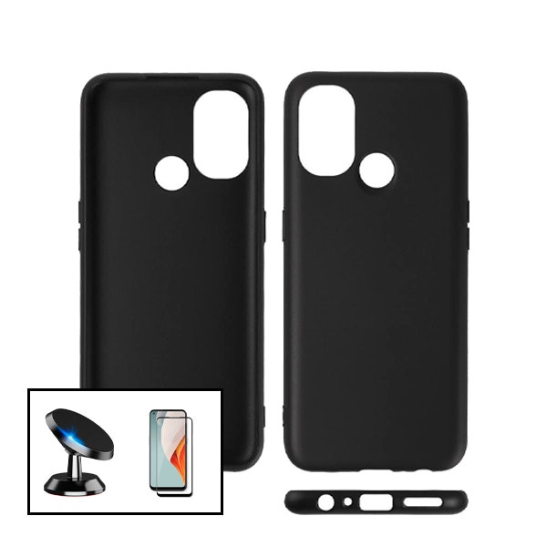 Phonecare kit: tempered glass protector + liquid silicone case + magnetic car mount for OnePlus Nord N100
